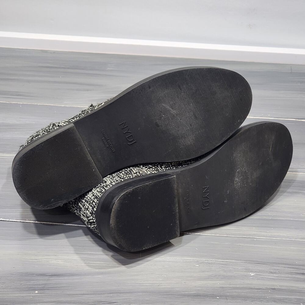 NYDJ Eileen Ankle Boots Black and White Tweed Lace Up Zip Closure‎ Size 8 - Picture 12 of 13